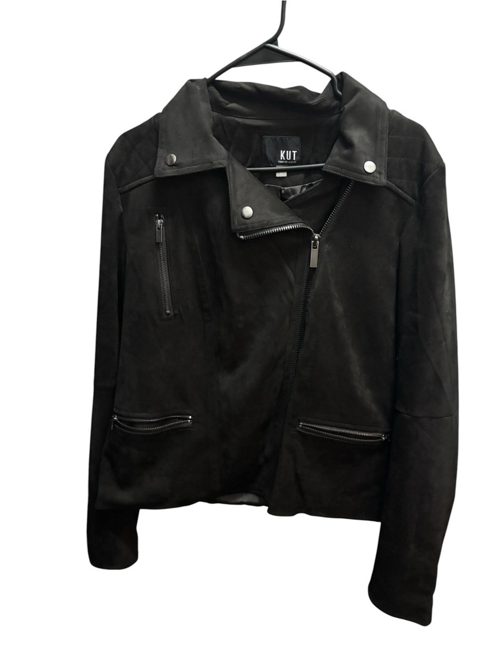 Kut from the Kloth Black Suede Asymmetrical Zip Jacket